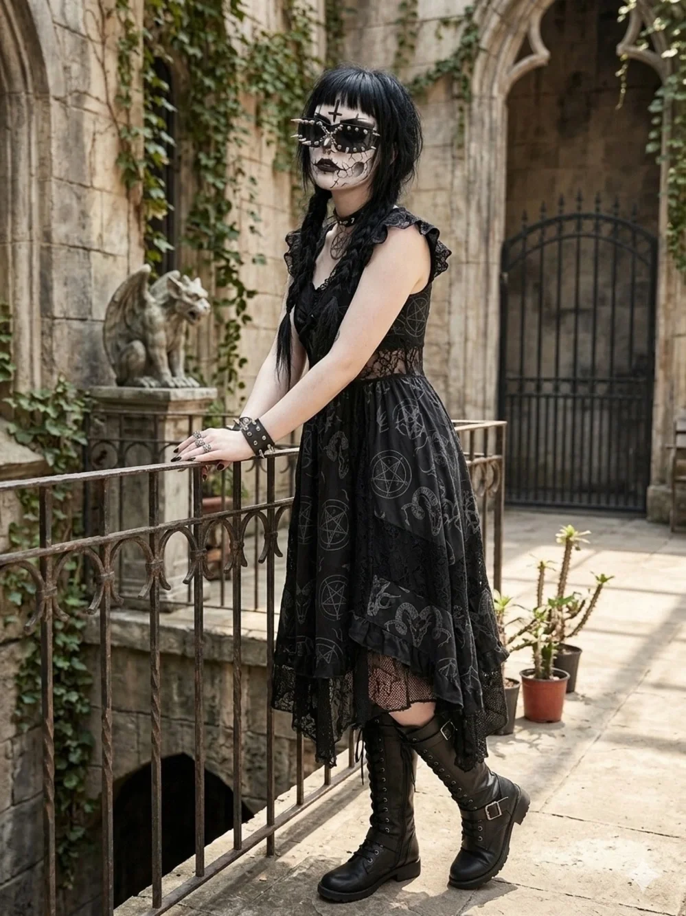 Black Spiked Gothic Sunglasses - Unbranded - Picture 2 of 2